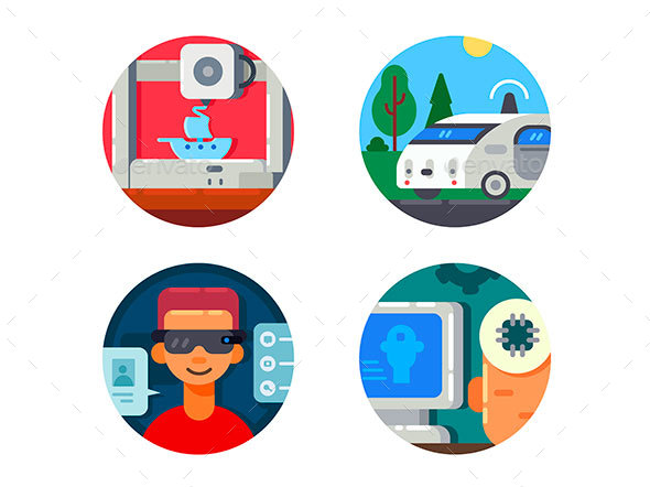Innovative Technology Set Icons - Web Elements Vectors