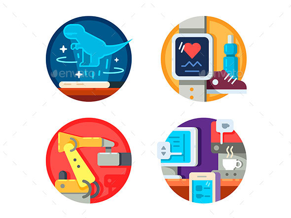 Modern Technology Set Icons - Web Elements Vectors