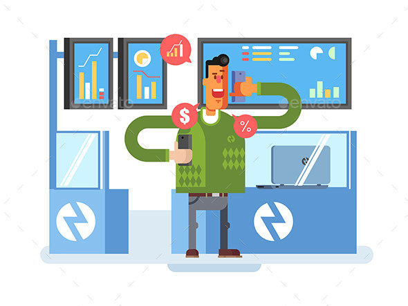 Stocks Broker Character - People Characters