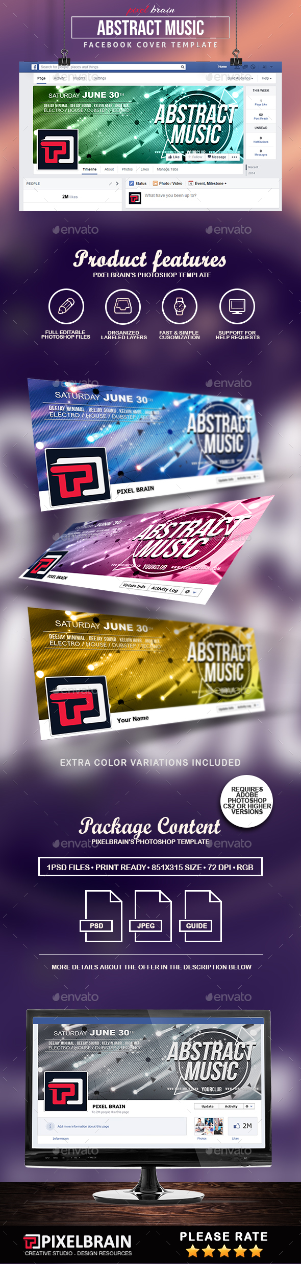 Abstract Music Facebook Cover Templates - Facebook Timeline Covers Social Media