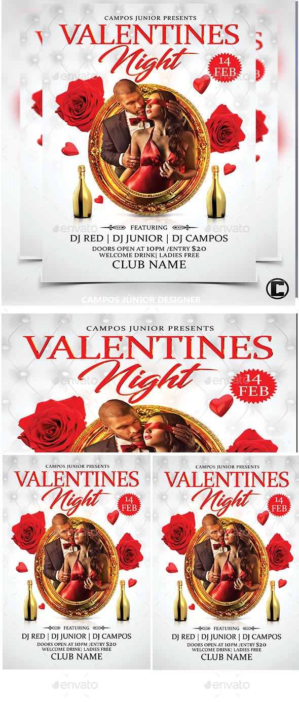 Valentines Nigth- Flyer Template - Clubs & Parties Events