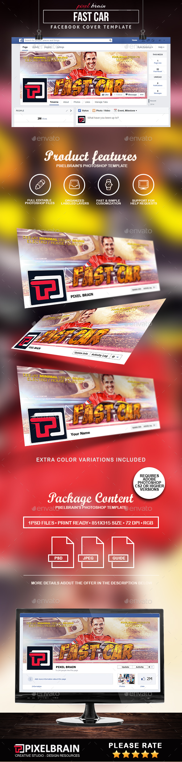 Fast Car Facebook Cover Template - Facebook Timeline Covers Social Media