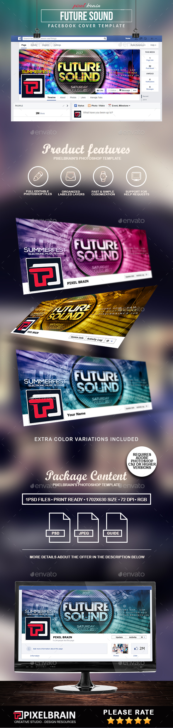 Future Sound Facebook Cover Template - Facebook Timeline Covers Social Media
