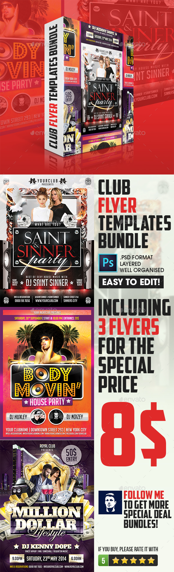 Club Flyer Templates Bundle - Clubs & Parties Events