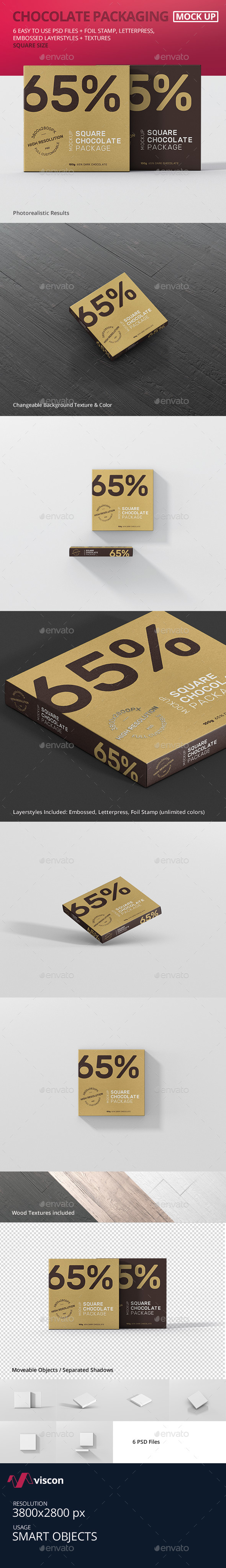 Chocolate Packaging Mockup Square Size - Food and Drink Packaging