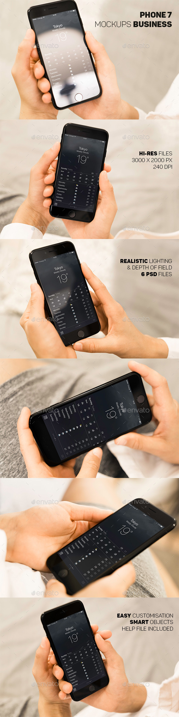 Phone 7 Hand Business Mockup - Mobile Displays