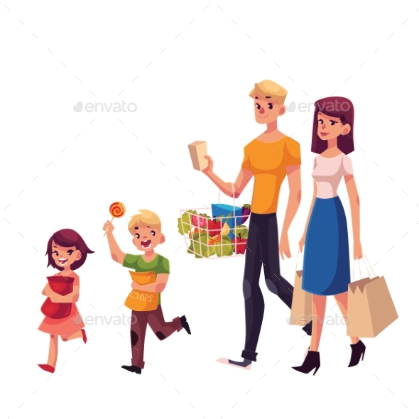Family of Father, Mother, Daughter and Son - People Characters