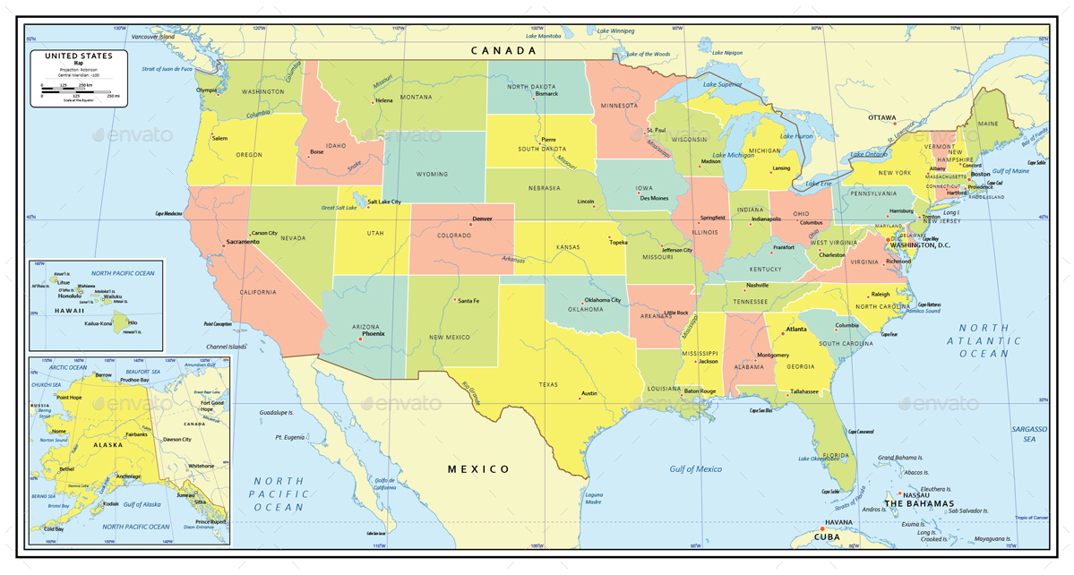 USA Layered Vector Map, Vectors | GraphicRiver