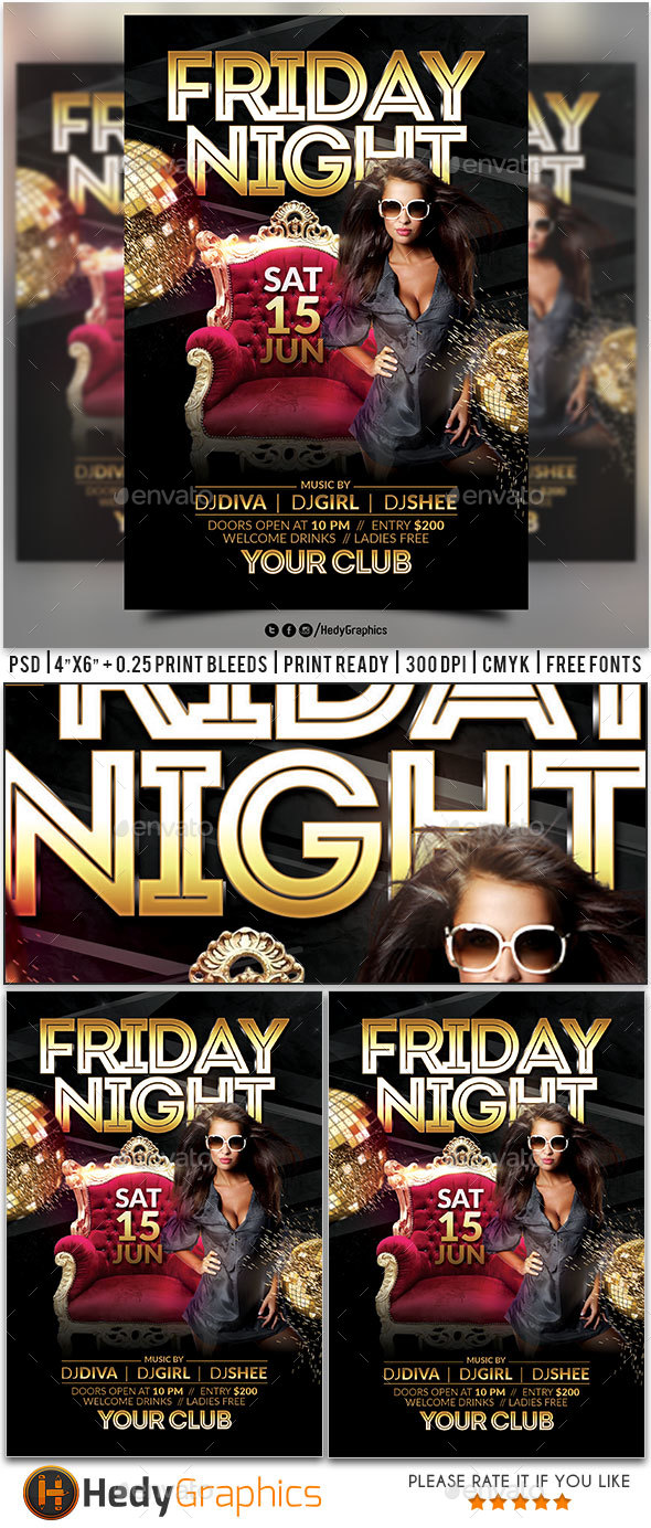 Friday Night Flyer - Clubs & Parties Events