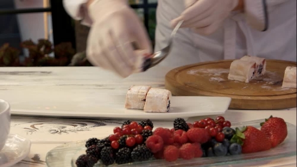 Fruit Sushi Rolls on Plate alt