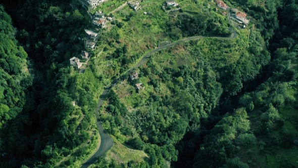 Aerial View of the Countryside in Mountains