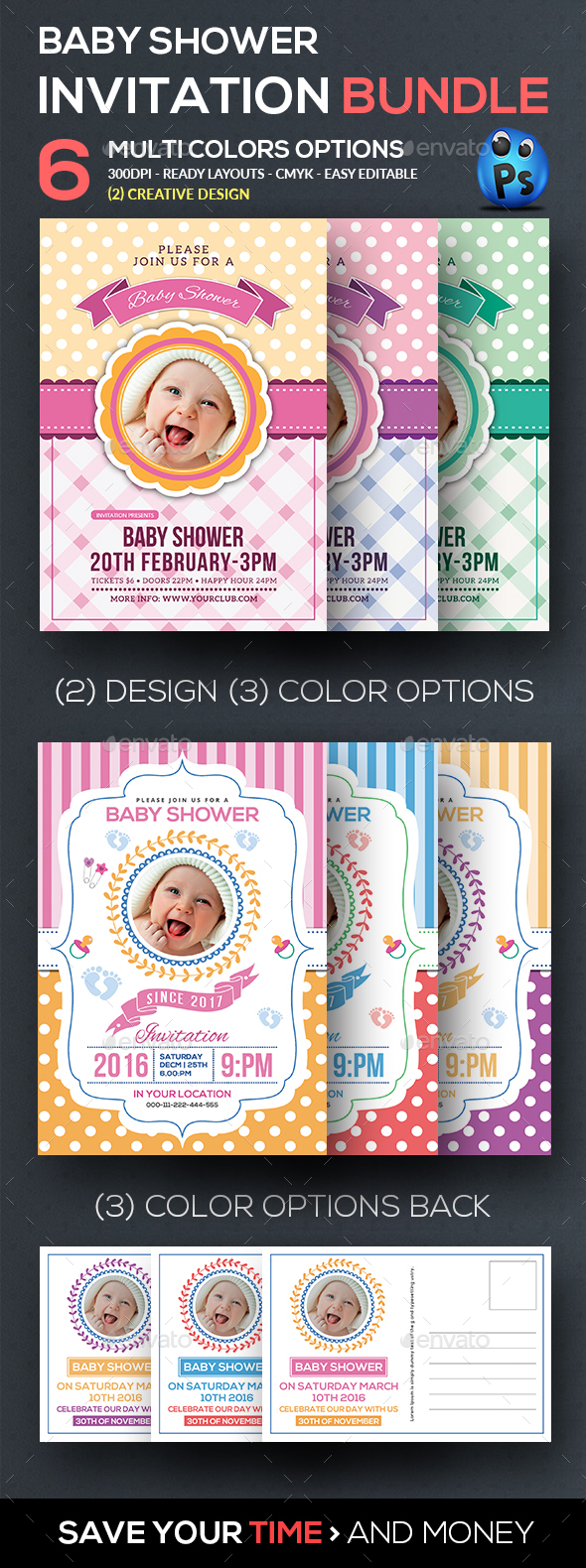 Baby Shower Flyer Bundle - Cards & Invites Print Templates