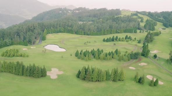 Aerial View of the Golf Course in Mountains
