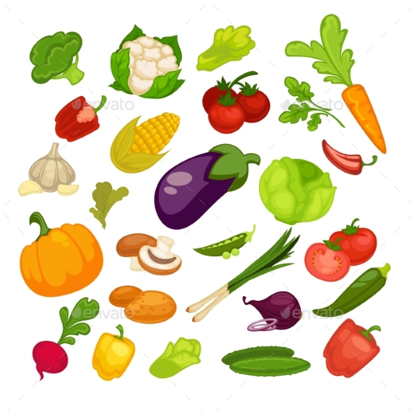 Vegetables Icons Set - Food Objects