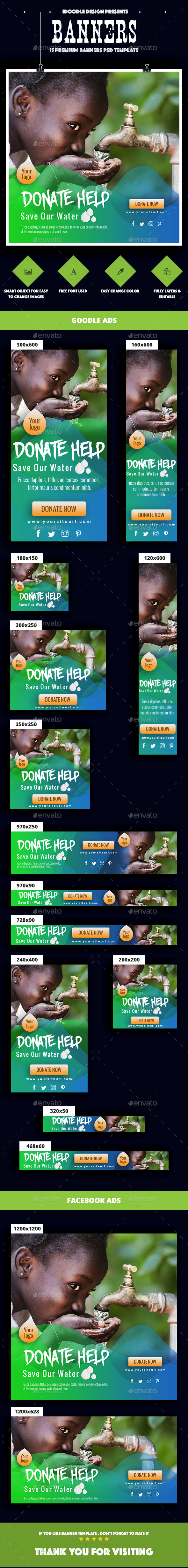 Nonprofit - NGO, Charity/Fundraising Banner Ads - Banners & Ads Web Elements
