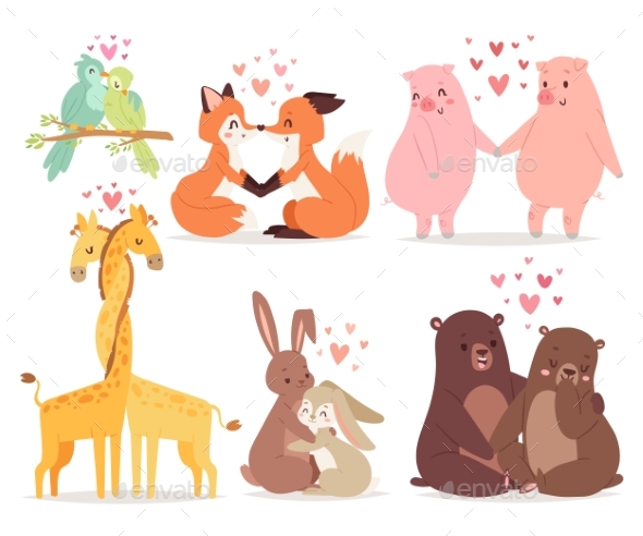 Animals Couple in Love Valentines Day Holiday - Backgrounds Decorative