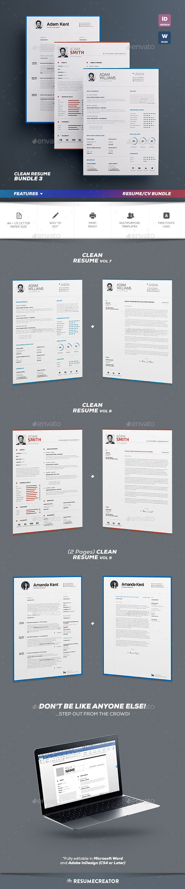 Clean Resume/Cv Bundle Vol.3