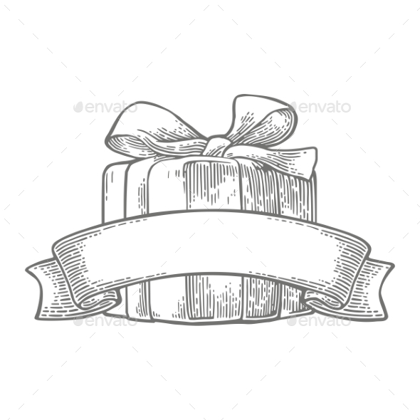 Gift Box with Ribbon and Bow - Miscellaneous Vectors