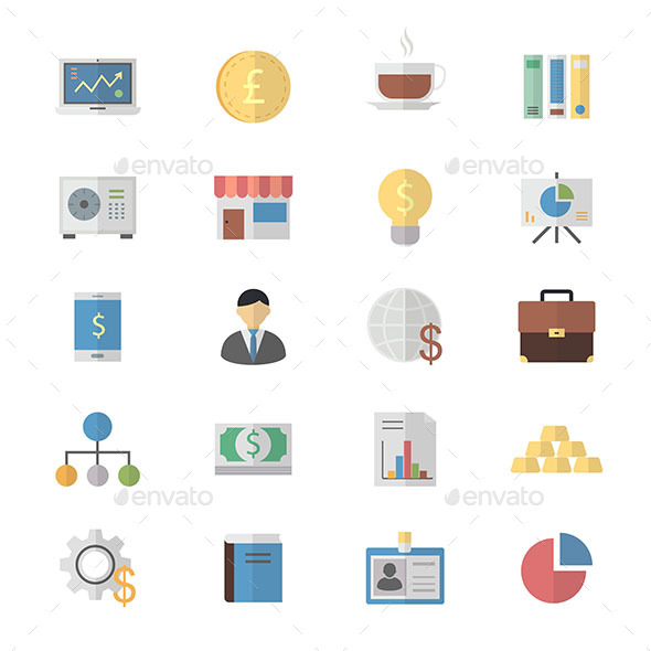 Flat Color Icons Design Set of Business and Finance Icons - Business Icons