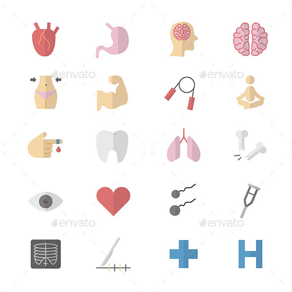 Flat Color Icons Design Set of Health and Medical Icons - Icons