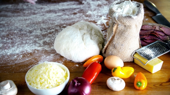 Prepearing Dough for Homemade Pizza