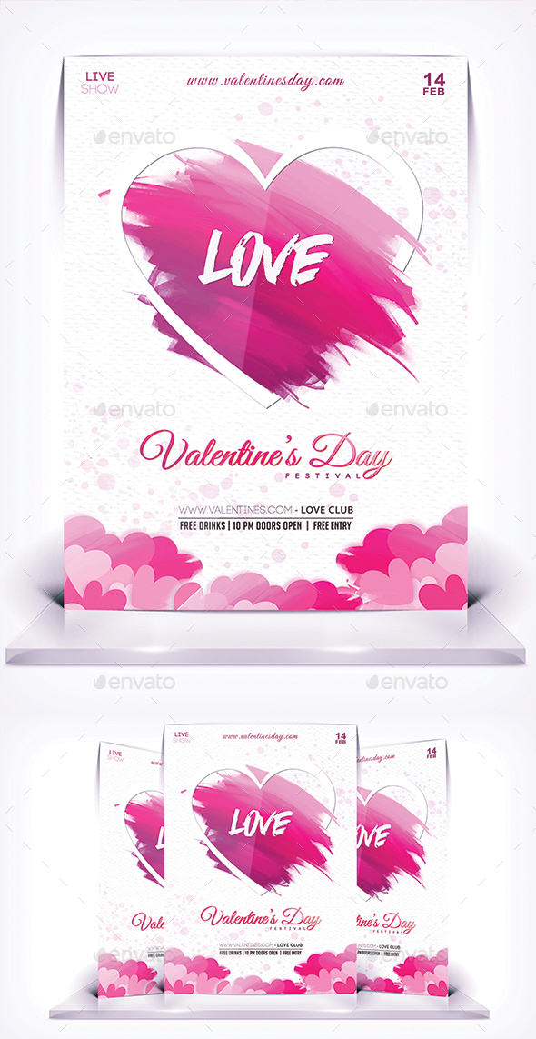 Love Valentines Day Flyer - Flyers Print Templates