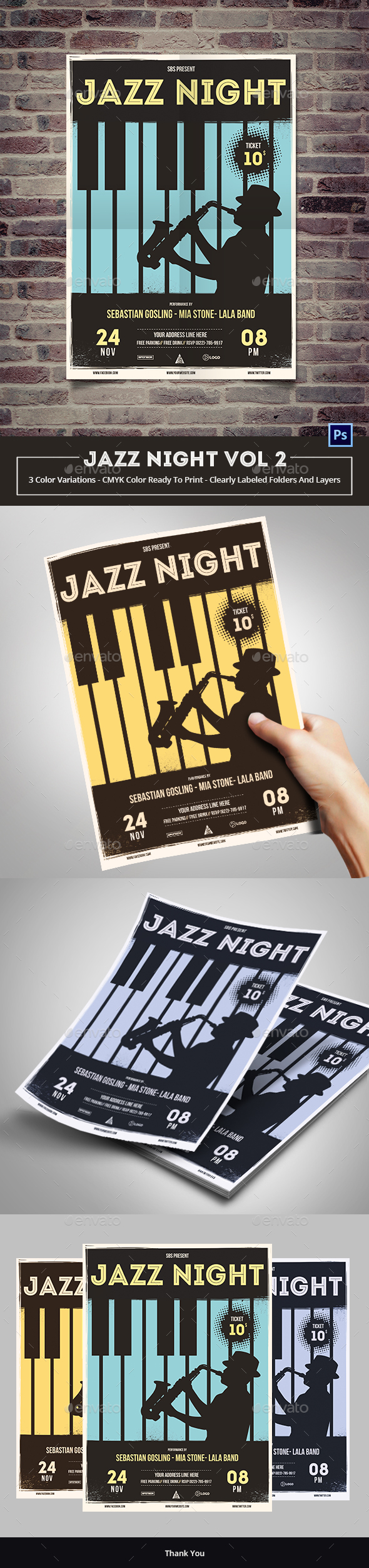 Jazz Night Vol 2 Flyer Template - Concerts Events
