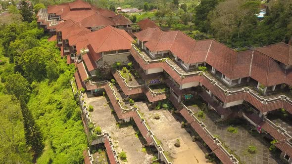Aerial Drone Video of Abandoned Hotel in Bedugul, Bali Island