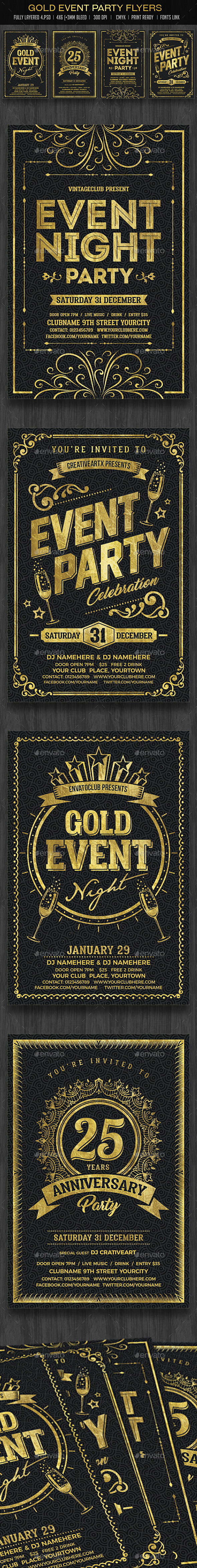 Gold Event Flyers Set - Events Flyers