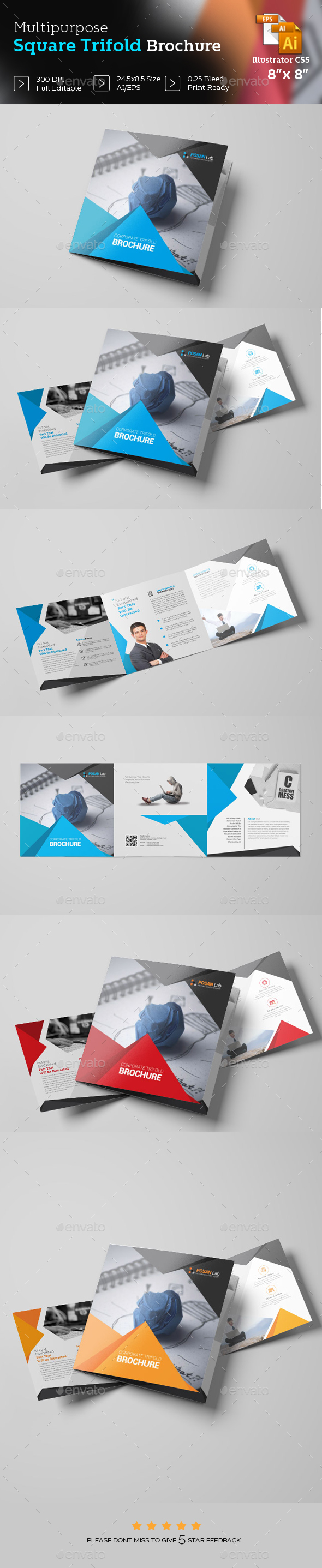 Square Trifold Brochure Template - Brochures Print Templates
