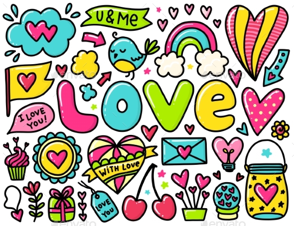 Doodle Valentines Elements - Valentines Seasons/Holidays