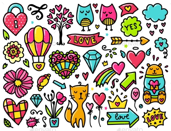 Doodle Valentines Elements - Valentines Seasons/Holidays