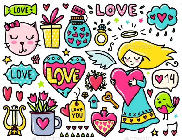 Doodles Cute Valentines Elements - Valentines Seasons/Holidays