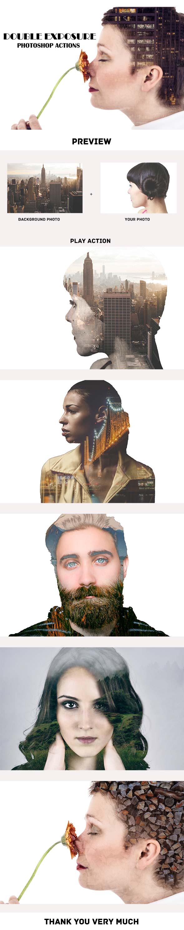Double Exposure Photoshop Action Ver. 1 - Photo Effects Actions