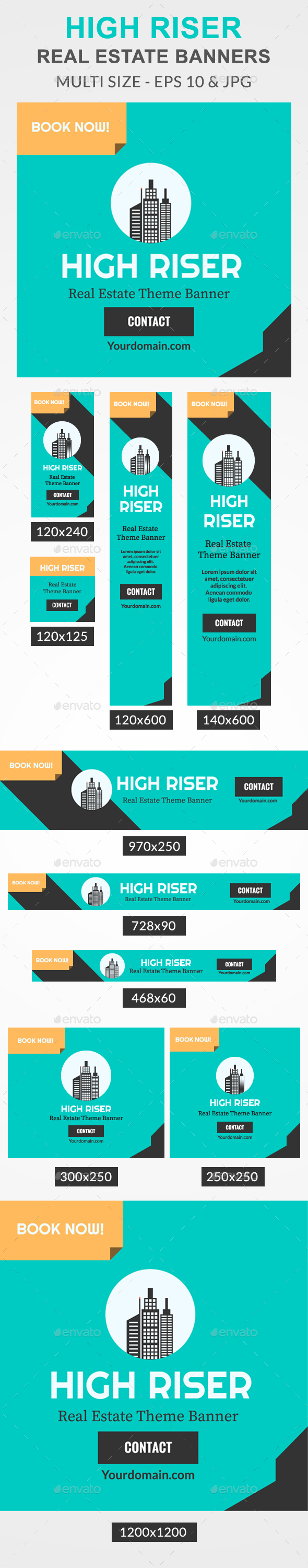 High Riser Real Estate Web Banners - Banners & Ads Web Elements