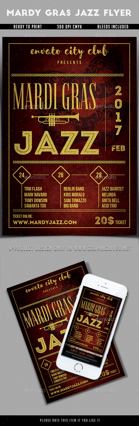 Mardi Gras Jazz Flyer - Events Flyers