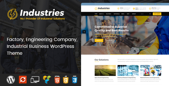 Industries - Factory, Engineering Company, Industrial Business WordPress Theme - Business Corporate