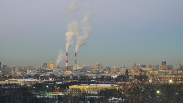 Beautiful Panorama of Winter Moscow