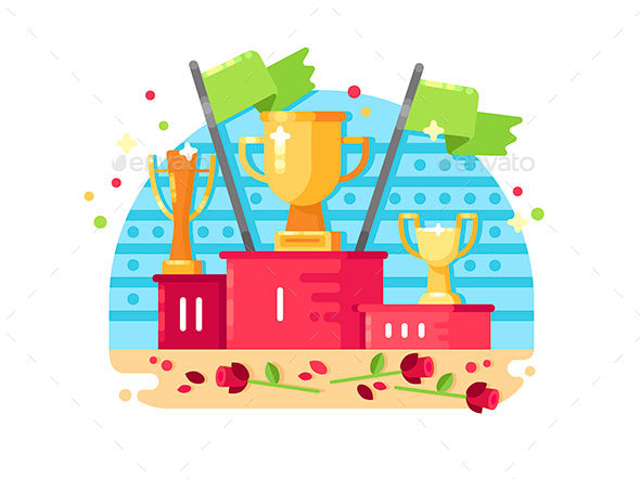Trophies on Podium - Decorative Symbols Decorative