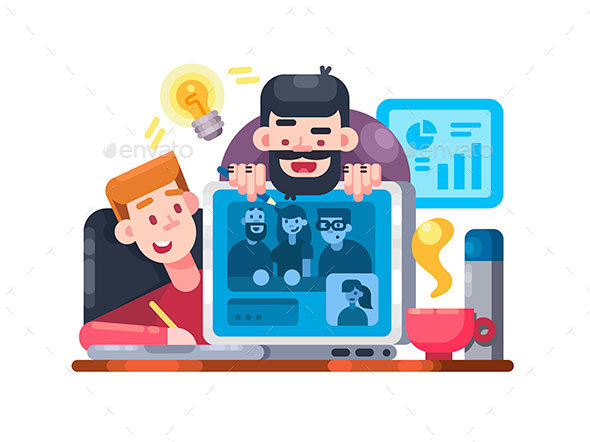 Web Conference Team - People Characters