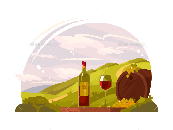 Vineyard with Rich Harvest - Miscellaneous Vectors