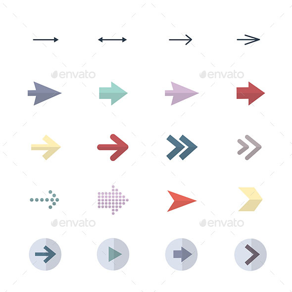 Arrow Icons Set Of Control Icons Vector Illustration Style Colorful Flat Icons - Abstract Icons