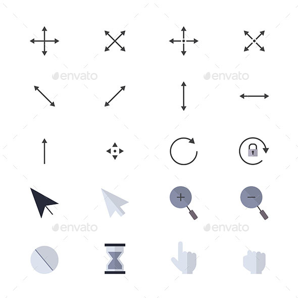 Arrows Icons and Mouse Pointer Set Of Web Internet Cursor Icons Style Colorful Flat Icons - Abstract Icons
