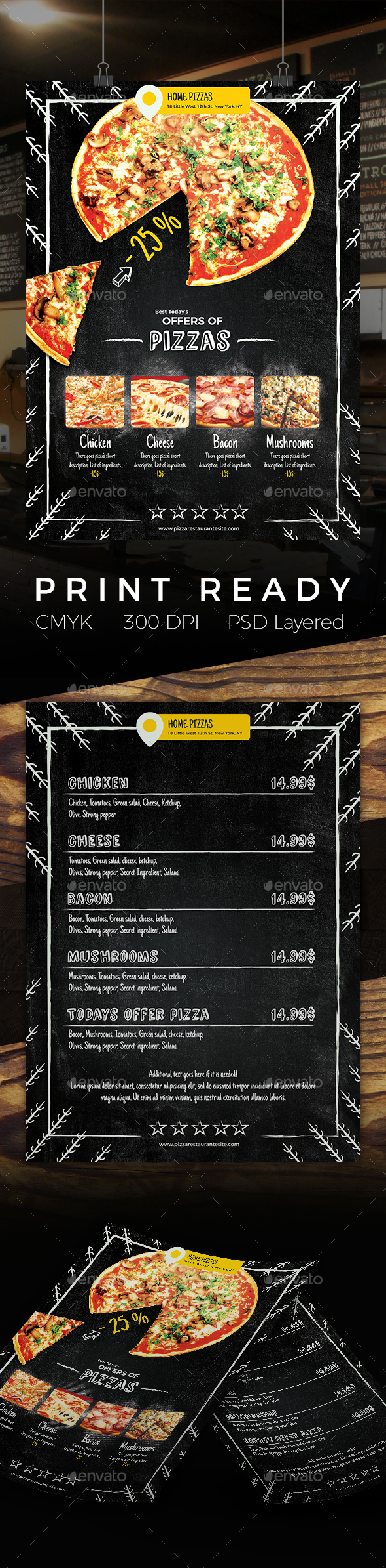 Pizza Home Food Menu Flyer - Restaurant Flyers