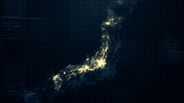 Japan Map Night Lighting Rollback 4K