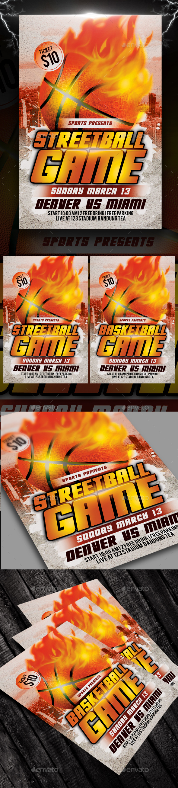 Streetball or Basketball Game Flyer - Sports Events