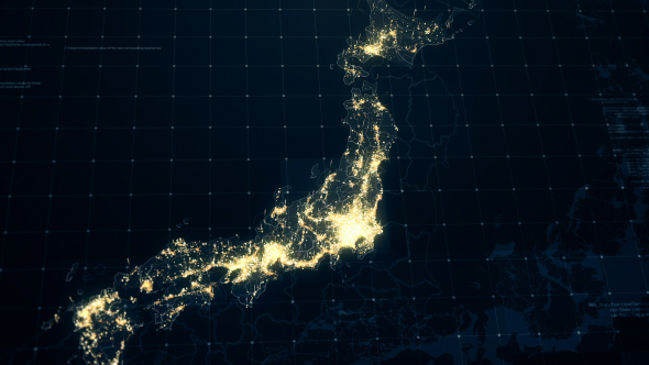 Japan Map at Night 4K