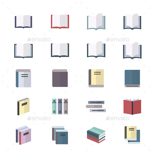 Book Icons Set Of Stationery Icons Vector Illustration Style Colorful Flat Icons - Objects Icons