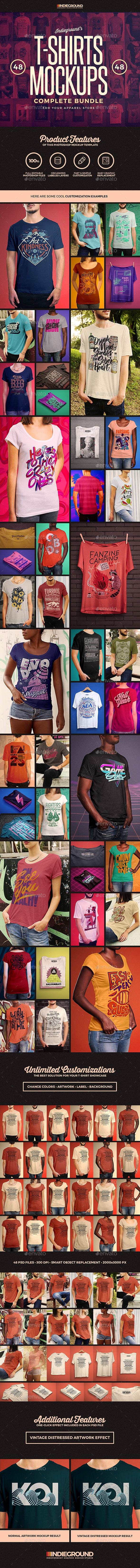 T-shirt Mockups Bundle - T-shirts Apparel