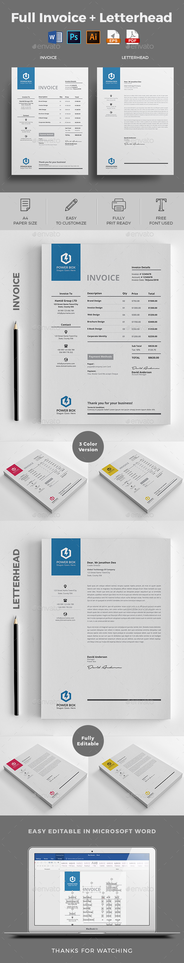 Invoice with Letterhead - Proposals & Invoices Stationery